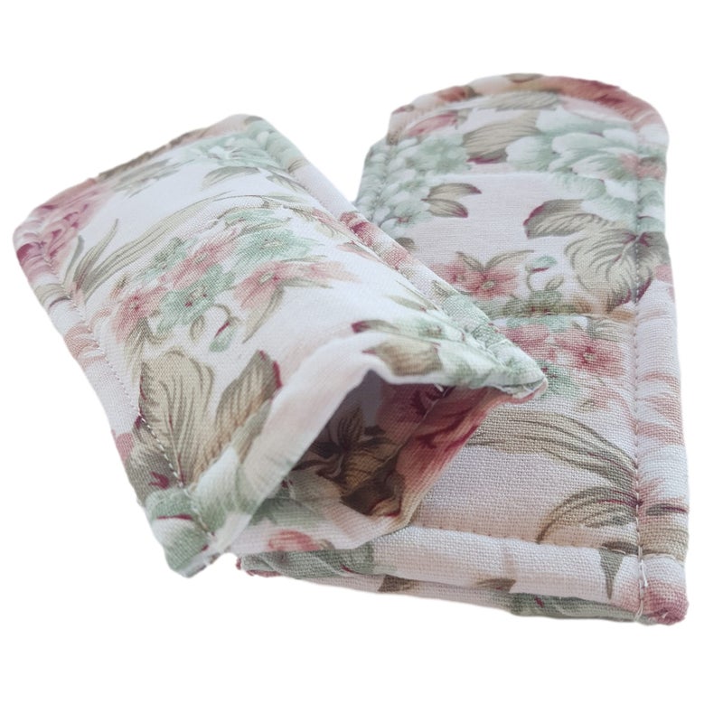 CUSHYSTORE 3X Pan Handle Holder Cover Canvas Holders Heat Resistant Anti-Scalding Protector (Pink Rose Garden) - Image 4
